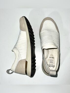 ara High Soft Gore-Tex Off White Knit Suede Slip On Sneakers Size UK 5 US 7.5